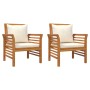 Sillones con cojines blanco crema 2 uds madera maciza de acacia de vidaXL, Sillas de jardín - Ref: Foro24-312137, Precio: 234...