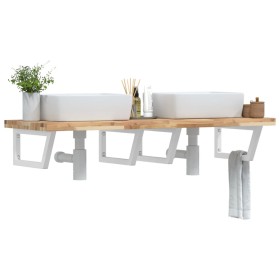 Wall-mounted sink shelf made of stainless steel and solid acacia wood by , bathroom vanities - Ref: Foro24-3302814, Price: 15...