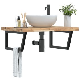 Wall-mounted sink shelf made of stainless steel and solid acacia wood by , bathroom vanities - Ref: Foro24-3302907, Price: 11...