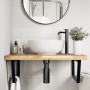 Wall-mounted sink shelf made of stainless steel and solid acacia wood by , bathroom vanities - Ref: Foro24-3302907, Price: 12...