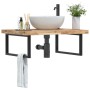 Wall-mounted sink shelf made of stainless steel and solid acacia wood by , bathroom vanities - Ref: Foro24-3302905, Price: 12...