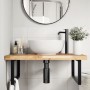 Wall-mounted sink shelf made of stainless steel and solid acacia wood by , bathroom vanities - Ref: Foro24-3302905, Price: 12...