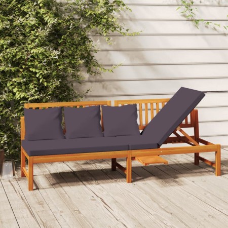 Sofa bed with cushion solid gray acacia wood 200x60x75 cm by vidaXL, Outdoor beds - Ref: Foro24-312145, Price: 354,99 €, Disc...