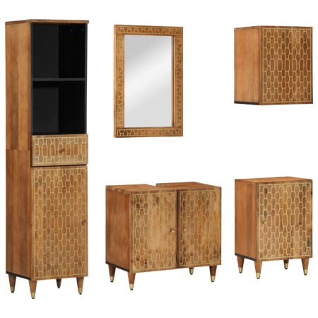 Conjunto de muebles de baño 5 piezas madera maciza de mango de , Muebles de baño - Ref: Foro24-3206324, Precio: 453,29 €, Des...