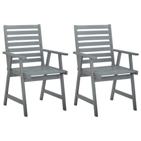 Garden dining chairs 2 pcs solid gray acacia wood by vidaXL, Garden chairs - Ref: Foro24-312415, Price: 141,39 €, Discount: %