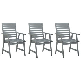 Garden dining chairs 3 pcs solid gray acacia wood by vidaXL, Garden chairs - Ref: Foro24-312416, Price: 220,98 €, Discount: %