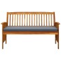 Garden bench with cushion solid acacia wood 147 cm by vidaXL, garden benches - Ref: Foro24-312135, Price: 170,99 €, Discount: %