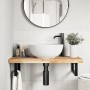 Wall-mounted sink shelf made of stainless steel and solid acacia wood by , bathroom vanities - Ref: Foro24-3302697, Price: 96...