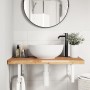 Wall-mounted sink shelf made of stainless steel and solid acacia wood by , bathroom vanities - Ref: Foro24-3302856, Price: 12...