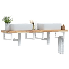 Estante de lavabo de pared acero y madera maciza de acacia de , Tocadores de baño - Ref: Foro24-3302704, Precio: 143,99 €, De...