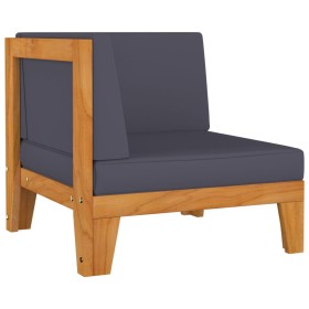 Ecksofa und Kissen aus dunkelgrauem Akazienholz von vidaXL, Modulare Sofas für den Außenbereich - Ref: Foro24-312149, Preis: ...