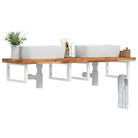 Wall-mounted sink shelf made of stainless steel and solid acacia wood by , bathroom vanities - Ref: Foro24-3302868, Price: 20...