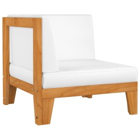 Ecksofa und Kissen aus weißem und cremefarbenem Akazienholz von vidaXL, Modulare Sofas für den Außenbereich - Ref: Foro24-312...