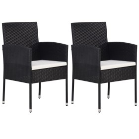 Garden chairs with cream cushions 2 units black synthetic rattan by , Garden chairs - Ref: Foro24-318724, Price: 120,49 €, Di...