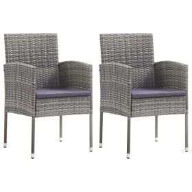 Garden chairs with grey cushions, 2 units, synthetic grey rattan by , Garden chairs - Ref: Foro24-318705, Price: 102,99 €, Di...