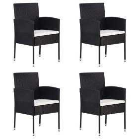 Garden chairs with cream cushions, 4 units, black synthetic rattan by , Garden chairs - Ref: Foro24-318707, Price: 183,99 €, ...