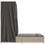 Tumbona doble con techo y cortinas ratán sintético gris claro de , Tumbonas - Ref: Foro24-368104, Precio: 311,99 €, Descuento: %