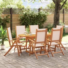 Garden dining set 7 pieces solid acacia wood and textilene by , Garden sets - Ref: Foro24-3279281, Price: 658,99 €, Discount: %