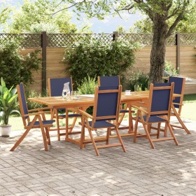 Garden dining set 7 pieces solid acacia wood and textilene by , Garden sets - Ref: Foro24-3279306, Price: 796,99 €, Discount: %