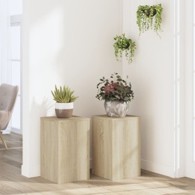 Soportes de plantas 2 uds madera roble Sonoma 30x30x50 cm de , Soportes para macetas - Ref: Foro24-852917, Precio: 65,82 €, D...