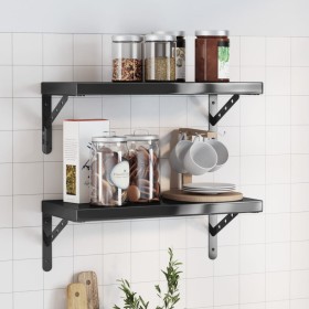 Wall shelves 2 units stainless steel black 50x23.5x3 cm by , Shelves and shelves - Ref: Foro24-30295, Price: 30,93 €, Discoun...