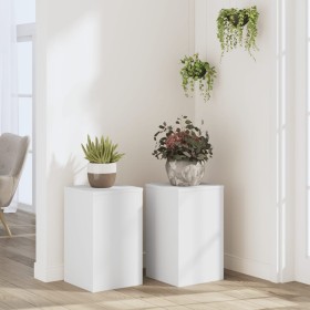 Soportes de plantas 2 uds madera ingeniería blanco 30x30x50 cm de , Soportes para macetas - Ref: Foro24-852915, Precio: 59,23...