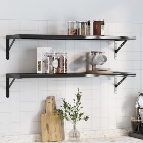 Wall shelves 2 units stainless steel black 100x30x3 cm by , Shelves and shelves - Ref: Foro24-30288, Price: 59,99 €, Discount: %