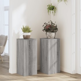 Pflanzenständer 2 Stück Holz Grau Sonoma 30x30x70 cm von , Topfständer - Ref: Foro24-852929, Preis: 75,99 €, Rabatt: %