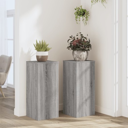 Soportes de plantas 2 uds madera gris Sonoma 30x30x70 cm de , Soportes para macetas - Ref: Foro24-852929, Precio: 75,99 €, De...