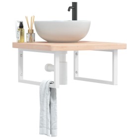 Estante de lavabo de pared de acero y madera maciza de roble de , Tocadores de baño - Ref: Foro24-3302468, Precio: 106,23 €, ...