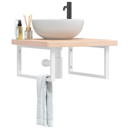 Wall-mounted steel and solid oak wood sink shelf by , bathroom vanities - Ref: Foro24-3302468, Price: 106,23 €, Discount: %