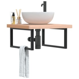 Estante de lavabo de pared de acero y madera maciza de haya de , Tocadores de baño - Ref: Foro24-3302505, Precio: 97,99 €, De...