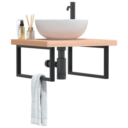 Wall-mounted sink shelf made of steel and solid beech wood by , bathroom vanities - Ref: Foro24-3302505, Price: 102,34 €, Dis...