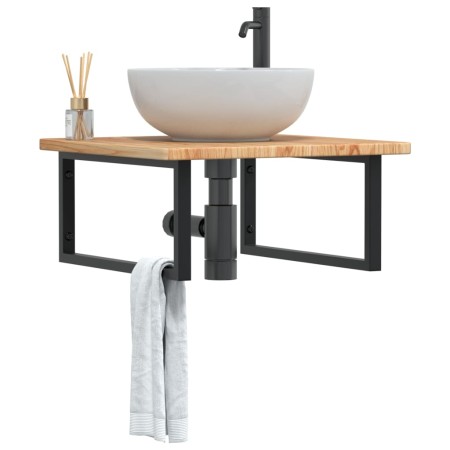 Wall-mounted sink shelf made of steel and solid oak wood by , bathroom vanities - Ref: Foro24-3302477, Price: 89,36 €, Discou...