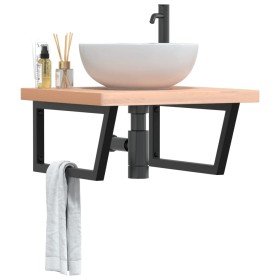 Estante de lavabo de pared de acero y madera maciza de haya de , Tocadores de baño - Ref: Foro24-3302507, Precio: 97,99 €, De...