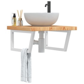 Wall-mounted sink shelf made of steel and solid oak wood by , bathroom vanities - Ref: Foro24-3302494, Price: 111,83 €, Disco...