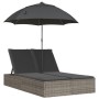 Doppel-Liegestuhl mit Kissen und grauem synthetischem Rattan-Sonnenschirm. von , Liegen - Ref: Foro24-368083, Preis: 309,70 €...