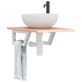 Wall-mounted sink shelf made of steel and solid oak wood by , bathroom vanities - Ref: Foro24-3302558, Price: 56,46 €, Discou...