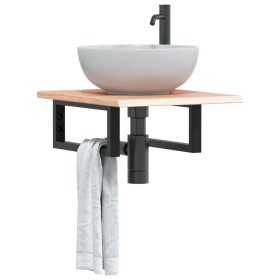 Wall-mounted sink shelf made of steel and solid oak wood by , bathroom vanities - Ref: Foro24-3302553, Price: 62,56 €, Discou...