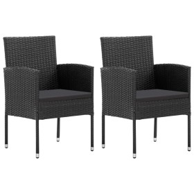 Garden armchairs with cushions 2 pcs synthetic black rattan by , Garden chairs - Ref: Foro24-318726, Price: 135,47 €, Discoun...