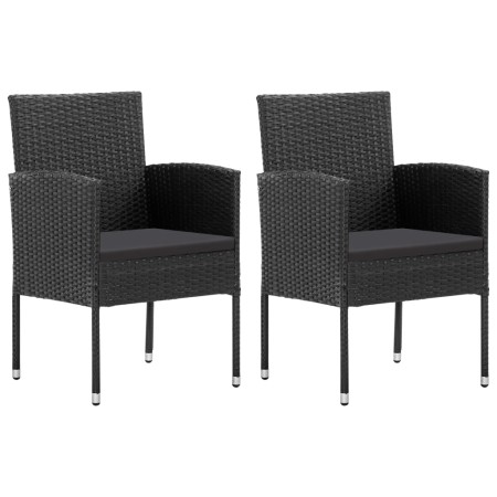 Garden armchairs with cushions 2 pcs synthetic black rattan by , Garden chairs - Ref: Foro24-318726, Price: 135,34 €, Discoun...