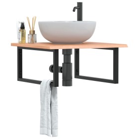 Wandwaschtischregal aus Stahl und massiver Eiche von , Badezimmerwaschtische - Ref: Foro24-3302641, Preis: 81,99 €, Rabatt: %