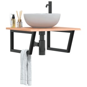 Wall-mounted sink shelf made of steel and solid oak wood by , bathroom vanities - Ref: Foro24-3302643, Price: 84,97 €, Discou...