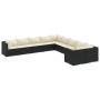 Set of garden sofas and cushions 10 pieces synthetic black rattan by , Garden sets - Ref: Foro24-3308344, Price: 686,58 €, Di...