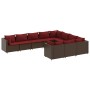 Gartensofa-Set, 10-teilig, mit braunen Kissen aus synthetischem Rattan. von , Gartensets - Ref: Foro24-3308333, Preis: 589,19...