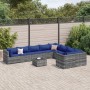 Gartensofa-Set und Kissen, 10-teilig, aus grauem Kunst-Rattan. von , Gartensets - Ref: Foro24-3308327, Preis: 562,61 €, Rabat...