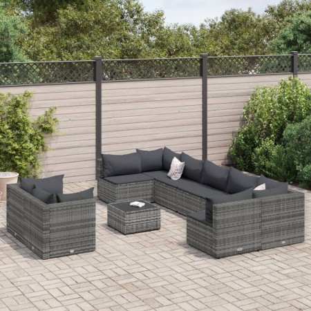 Garden sofa set with 10 pieces of synthetic gray rattan cushions by , Garden sets - Ref: Foro24-3308306, Price: 633,17 €, Dis...