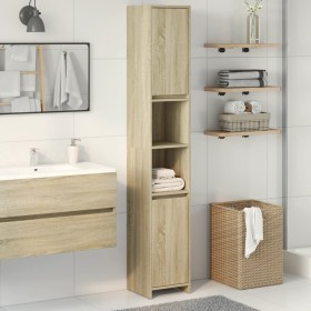 Badezimmerschrank aus Sperrholz in Eichenholzfarbe, 30x30x183,5 cm. von , Badezimmermöbel - Ref: Foro24-849608, Preis: 70,59 ...