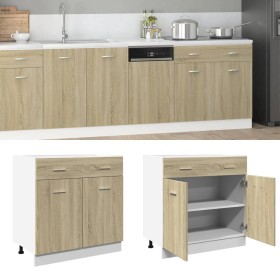 Lower cabinet with plywood drawer in oak color, 80x46x81.5cm by , Kitchen cabinets - Ref: Foro24-849615, Price: 88,73 €, Disc...