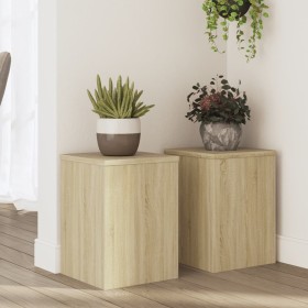 Soportes de plantas 2 uds madera roble Sonoma 25x25x35 cm de , Soportes para macetas - Ref: Foro24-852908, Precio: 43,99 €, D...